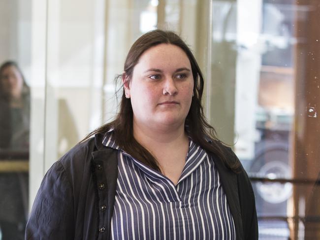 Genevieve Horsley, 20, entering Downing Centre Court. Picture: Dylan Robinson