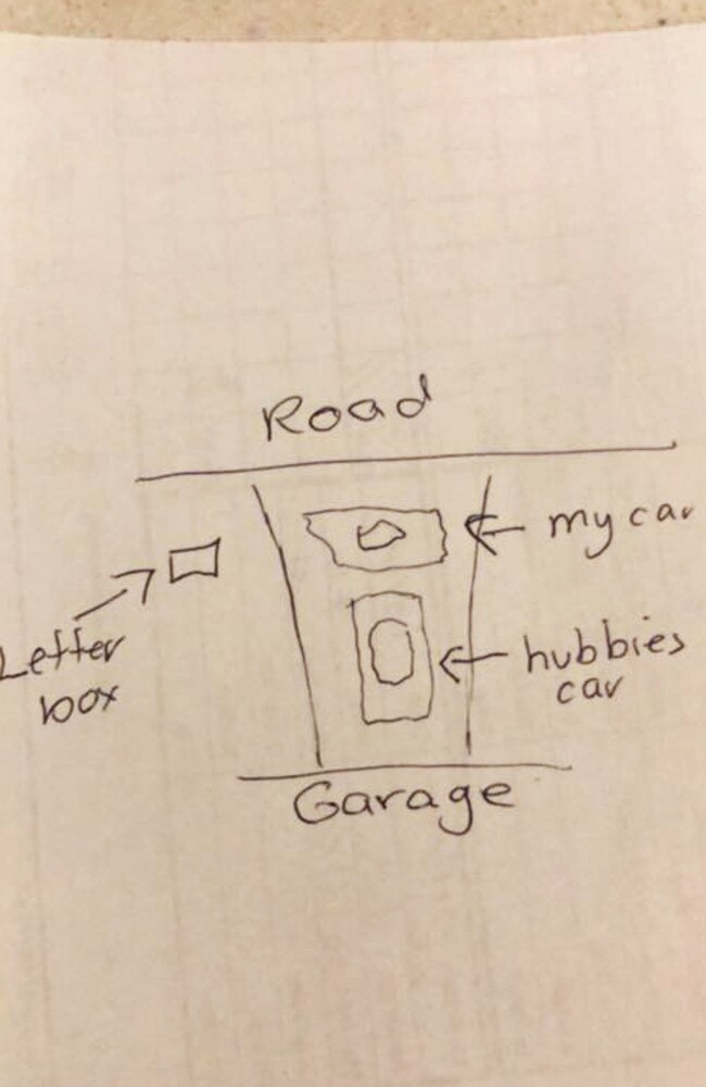 Kirsty Sanderson illustrates what the scene looked like after she was fined $104 by Gold Coast City Council for parking in her own driveway. Picture: Facebook