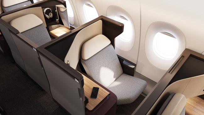 Qantas’ business class seat on A350-1000s will include a privacy door.