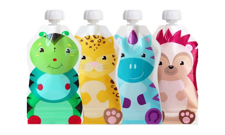 Silicone reusable baby food hot sale pouches