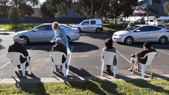 A pop-up testing site in Melbourne today.