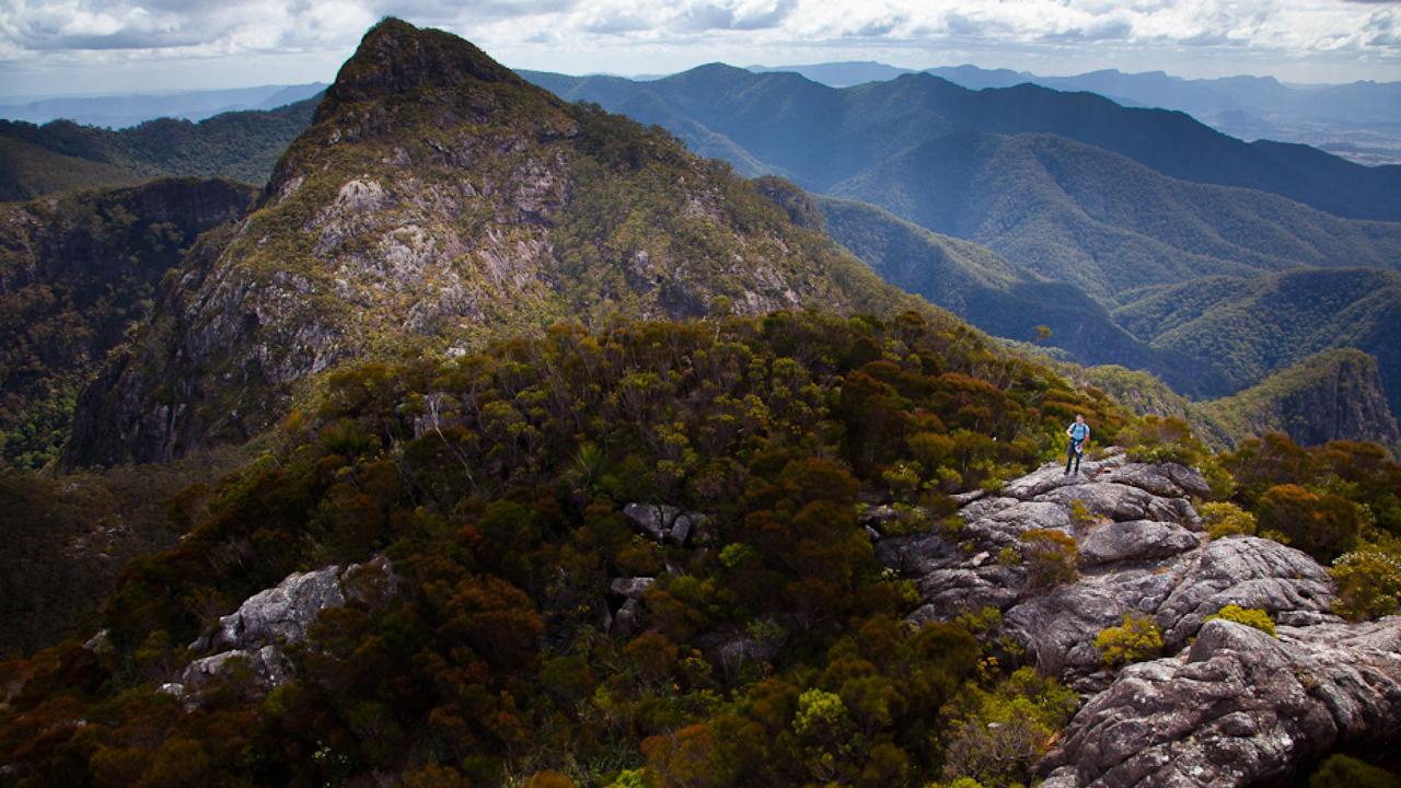 The hiker has been stranded since 11am Saturday, after he was struck with injuries to his lower leg. Picture: Queensland Government