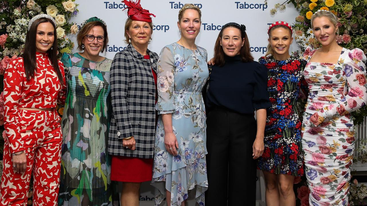 TV presenter Chantelle Buckley, Jenni Barnett, Christine Cook, Jaimee Rogers, Vogue Editor Edwina McCann, TV presenter Emma Freedman and TV presenter Ally Mosely attended the Everest Ladies Breakfast. Picture: NCA Newswire/Gaye Gerard