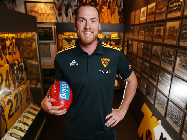 Jarryd Roughead after today being announced as Hawthorns new captain .   . Pic : Michael Klein