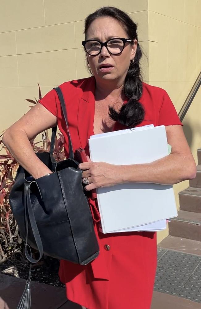 Heidi Ward was with at least 12 supporters of Jessica Blinda Hanbury nee Polsoni leaving Mackay Magistrates Court on Thursday, August 15, 2024. Picture: Zoe Devenport