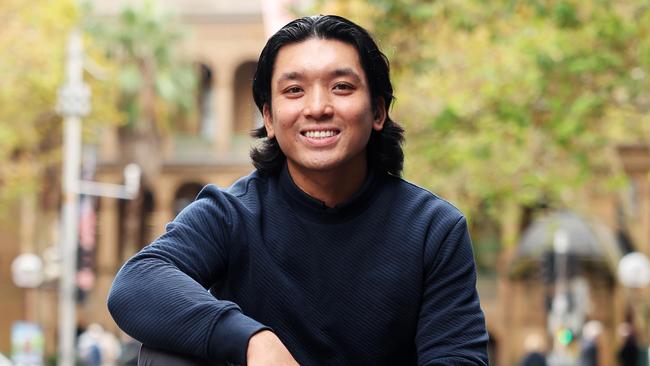 DAILY TELEGRAPH. APRIL 29, 2025. Pictured in Martin Place, Sydney today is Gen Z landlord Gibson Pham, who bought a house in Rockhampton in 2024 because he was priced out of Sydney. Picture: Tim Hunter.
