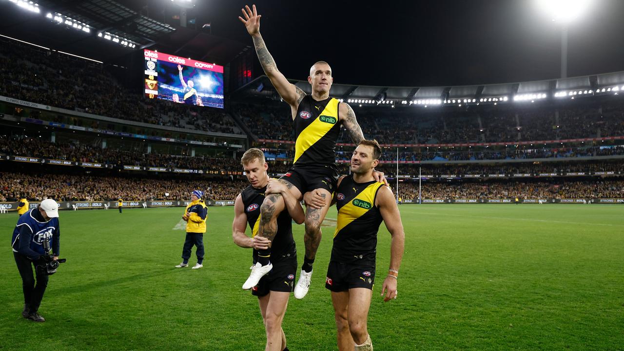 Dusty has hung up the boots. (Photo by Michael Willson/AFL Photos via Getty Images)