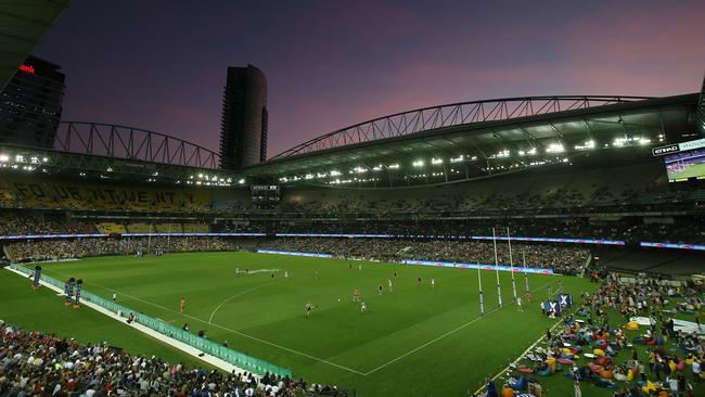 Etihad Stadium reconfigured for AFLX. Picture: Michael Klein