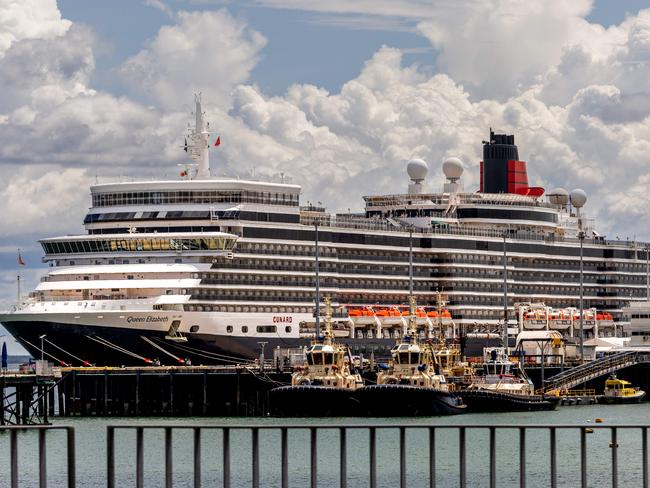 The Queen Elizabeth ship arrives at Darwin Port on February 18, 2025. Picture: Pema Tamang Pakhrin