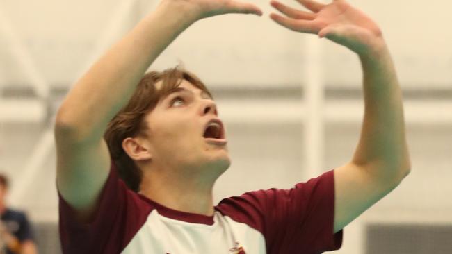 Australian Volleyball Schools Cup at the Gold Coast Sports & Leisure Centre. Year 11 boys, Hale v St Peters Lutheran ......St Peters player ....J Banks....... Picture Glenn Hampson