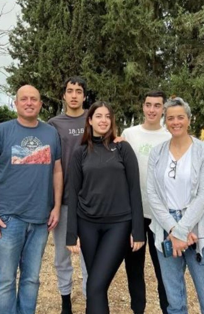 Aviv Kutz (L), 54, was found embracing his wife, Livnat (R), 49, daughter Rotem, 19, and sons Yonatan, 17, and Yiftach, 17,