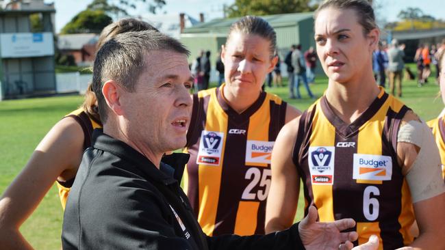 Hawthorn coach Patrick Hill calls the shots. Picture:Rob Leeson.