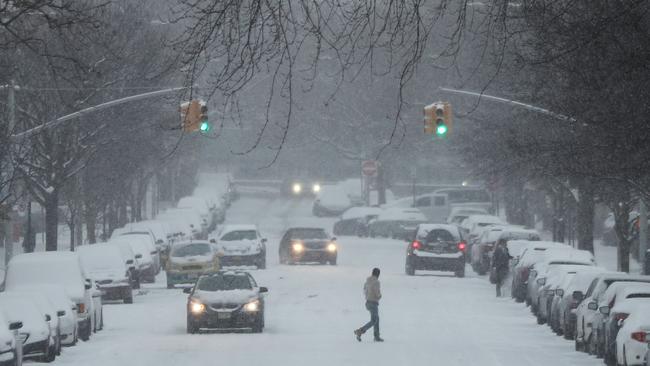 Fresh snow dusted the streets of Brooklyn, in New York City, at the weekend.