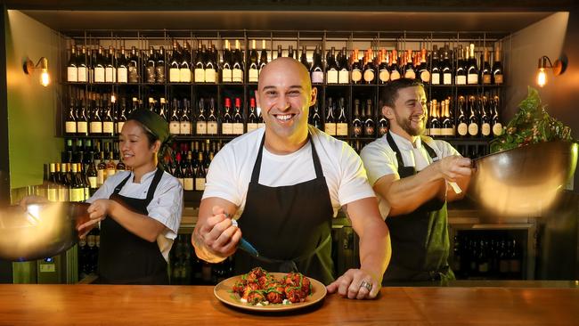 Chefs Shane Delia, Tran Tran and Alex Smith. Picture: Alex Coppel