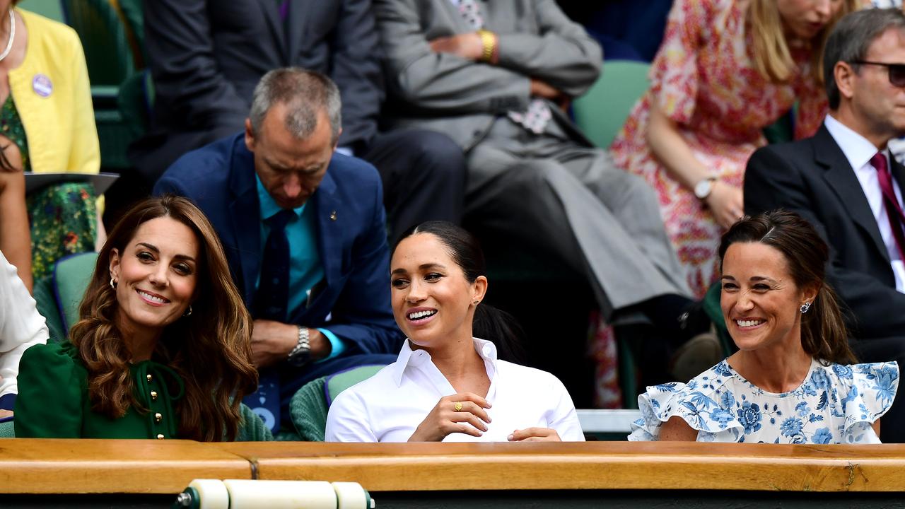 Catherine, Duchess of Cambridge, Meghan, Duchess of Sussex and Pippa Middleton attend Wimbledon in 2019. Picture: Shaun Botterill/Getty Images