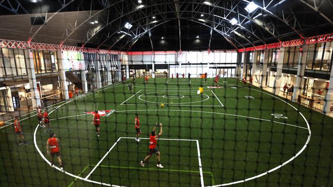 A touch session in the new Sydney Swans HQ at the Royal Hall of Industries. Picture: Phil Hillyard