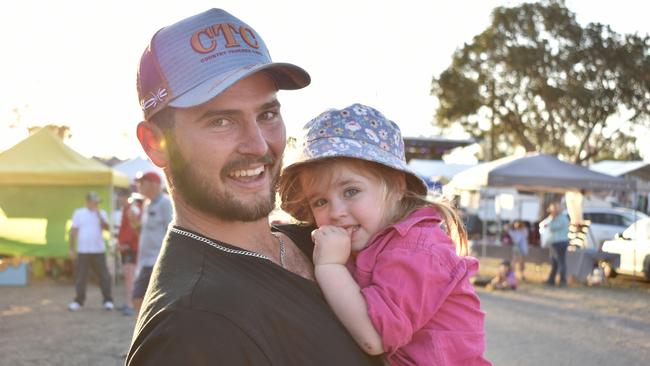 Clint and Everleigh Gealy everything the rides at the Gatton Showgrounds on Saturday, for the 2023 Lights On The Hill memorial event.