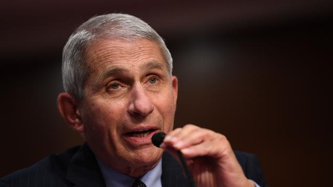 Dr Anthony Fauc testifying before the Senate Health, Education, Labor and Pensions (HELP) Committee on Capitol Hill. Picture: AFP