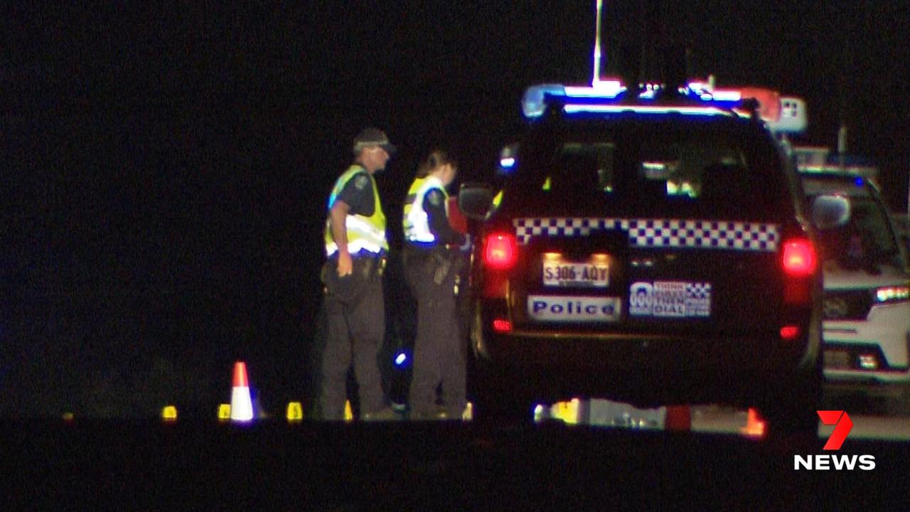 Police at the scene of the fatal on Old Princes Hwy, Murray Bridge East. Picture: 7 NEWS