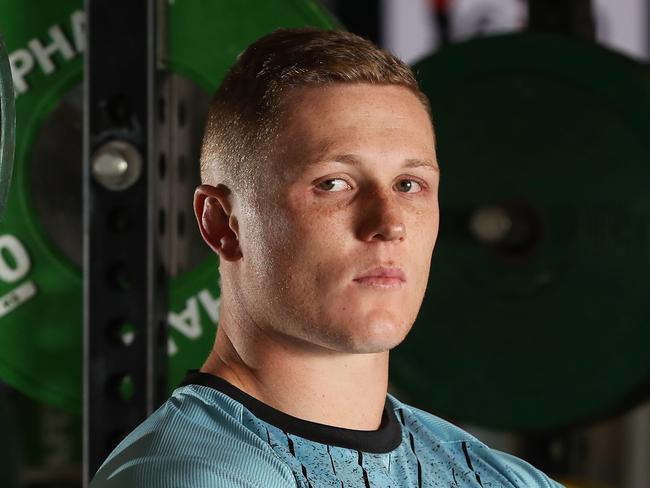 Jack Williams pictured in the gym at Cronulla Sharks ahead of a match tomorrow. Picture: David Swift.