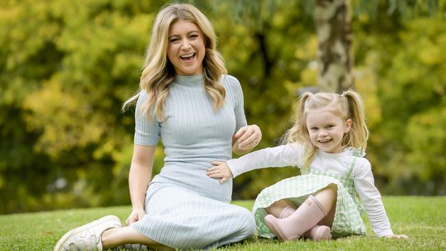 Amelia Mulcahy, pictured with daughter Grace, is expecting her second child in October this year. Picture: Roy Van Der Vegt.