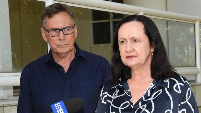 Territory Alliance leader Terry Mills and deputy leader Robyn Lambley outside Parliament House. Picture: Katrina Bridgeford