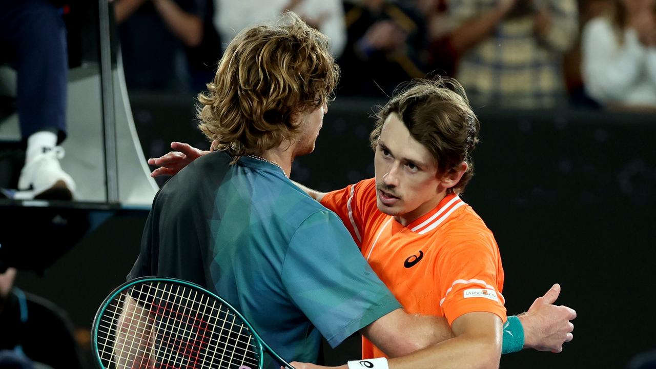 Rublev and Alex de Minaur played out a classic. (Photo by Kelly Defina/Getty Images)