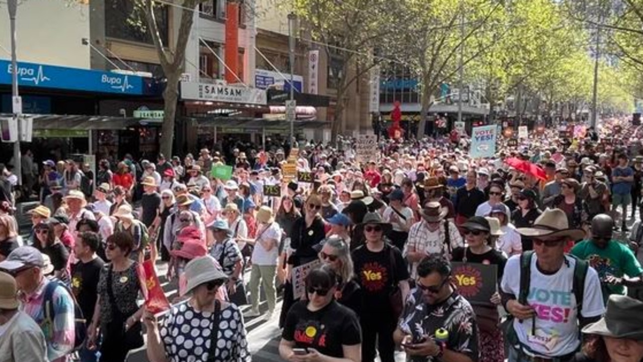 Supporters for an Indigenous Voice to Parliament participated in ‘Walk for Yes’ events around the country. Picture X / Henry Belot