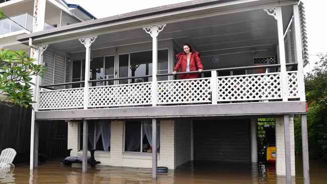 Richelle Rae pictured at her Bradman Ave property where the road was closed and homes were flooded for several days. Picture: Patrick Woods.