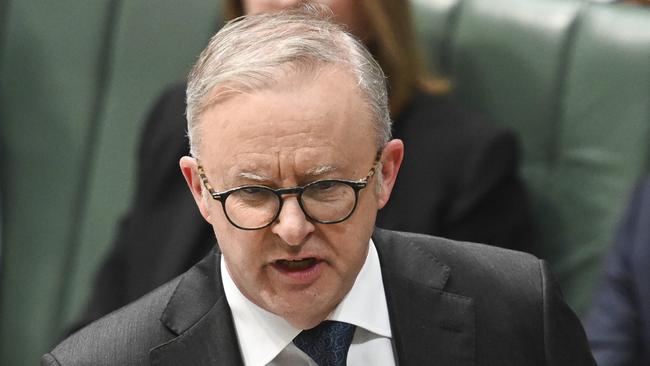 Anthony Albanese in question time. Picture: NewsWire / Martin Ollman