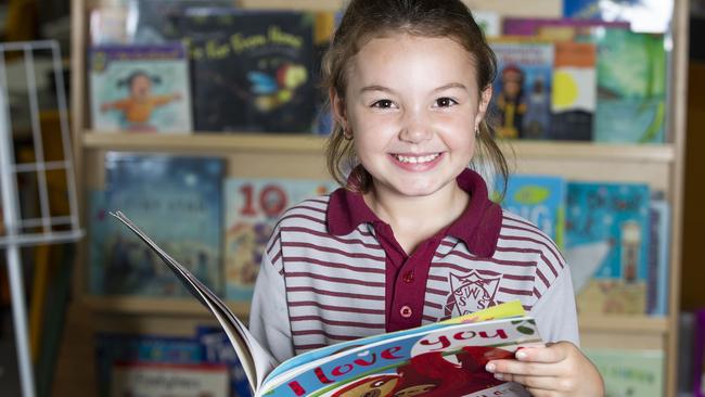 Arabella Taylor, 5, of Wynnum West State School. Picture: Renae Droop