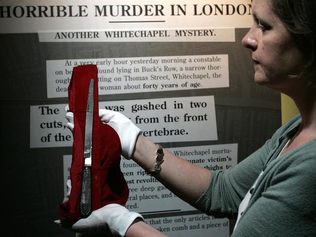 The knife allegedly used by Jack the Ripper at a 2008 exhibition in London. Picture: Akira Suemori/AP