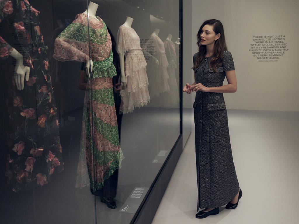 Phoebe Tonkin at the opening of Gabrielle Chanel: Fashion Manifesto in Melbourne. Picture: Chanel