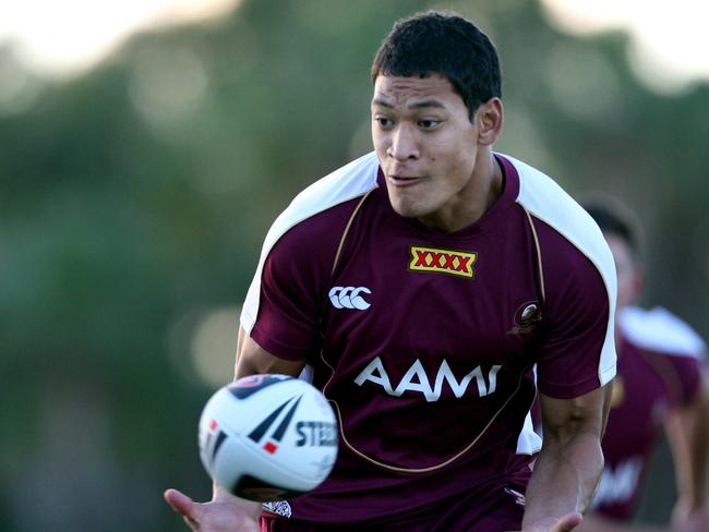 Israel Folau during the first day of Queensland State of Origin Team camp on the Gold Coast in 2013.