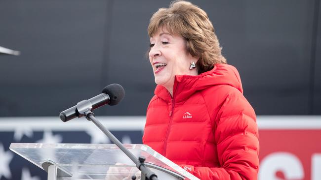 Senator Susan Collins announces that her competitor, Sara Gideon, called to concede on Thursday in Bangor, Maine. Picture: Getty Images/AFP