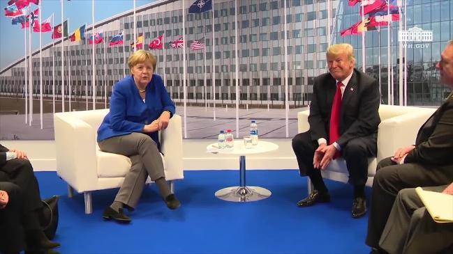 Trump meets Merkel at Nato summit