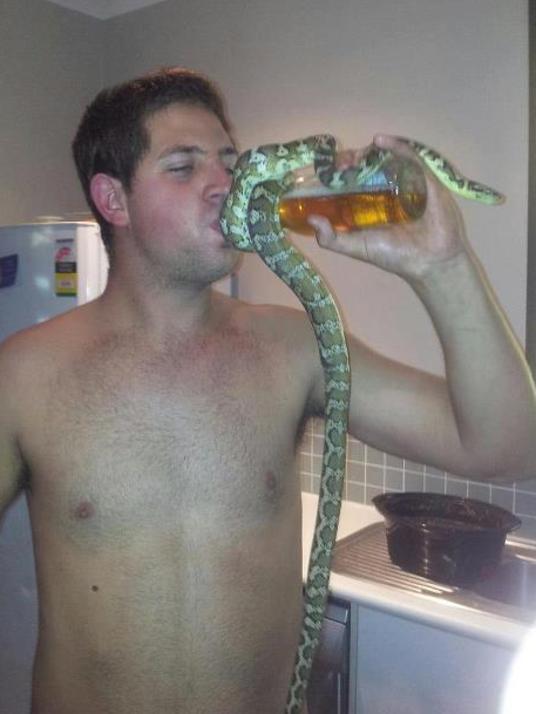 Alex Bowden: “I just had a few beers with the boys and let off a few firecrackers... and I put one in my arse.” No, we can’t explain the snake.