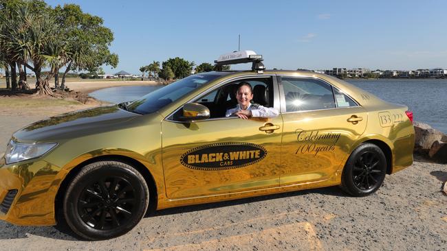 Black &amp; White Cabs celebrating 100 years in 2019 with a gold taxi