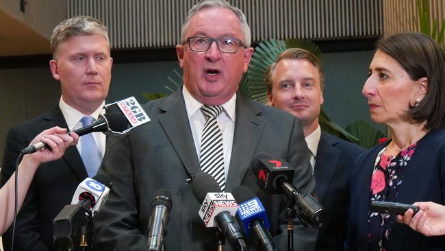 New South Wales Health Minister Brad Hazzard fired up about the Tweed Valley Hospital build site vandalism. (AAP Image/Andrew Leeson)