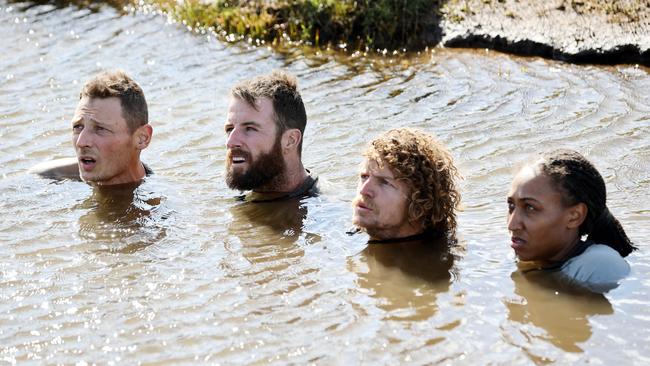 Merrick Watts, James Magnussen, Nick Cummins and Sabrina Frederick on SAS Australia.