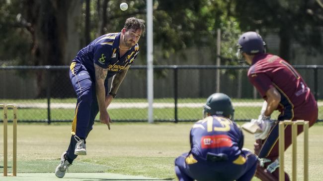 James Abbott bowling for Main Ridge. Picture: Valeriu Campan