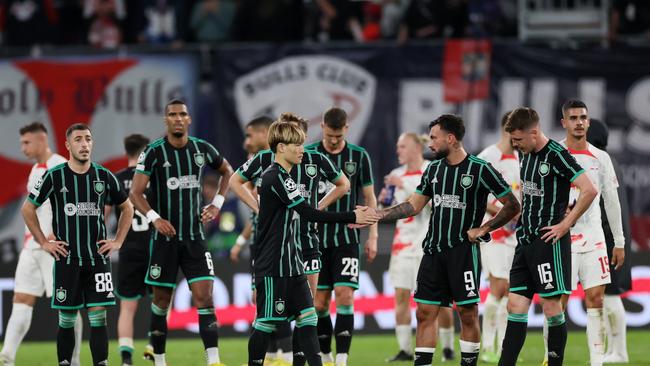 Celtic players are dejected after losing 3-1 in Germany. Picture: Martin Rose/Getty Images