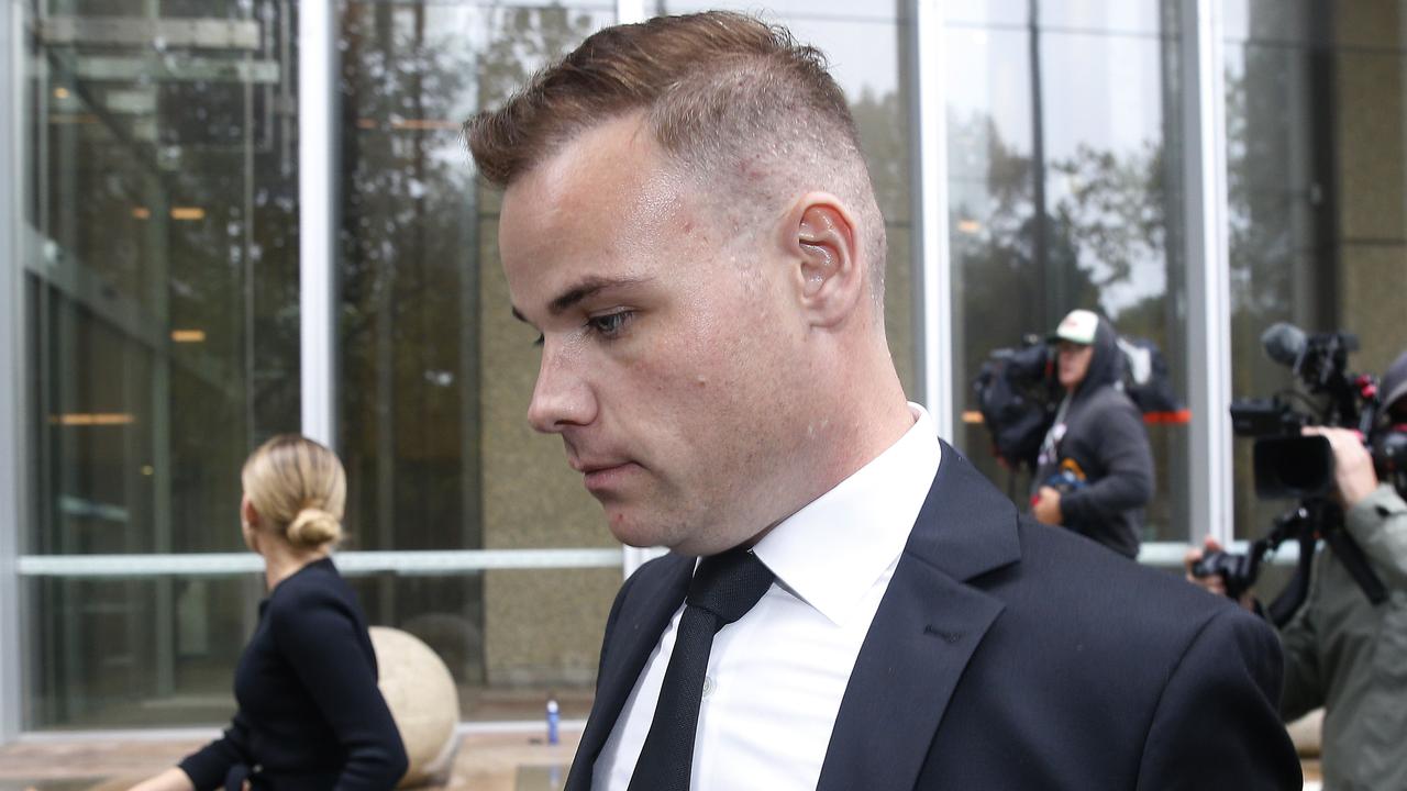 Taylor Auerbach leaves the building housing the Federal Court in Sydney after Thursday's evidence. Picture: NCA NewsWire / John Appleyard