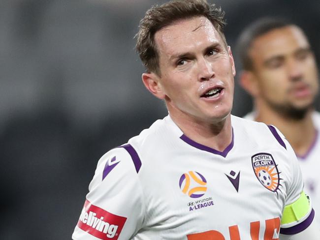 SYDNEY, AUSTRALIA - AUGUST 04: Neil Kilkenny of the Glory celebrates scoring a goal during the round 26 A-League match between the Western Sydney Wanderers and the Perth Glory at Bankwest Stadium on August 04, 2020 in Sydney, Australia. (Photo by Mark Metcalfe/Getty Images)