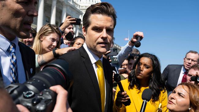 US Republican congressman Matt Gaetz gets his fair share of media attention in Washington on Monday. Pictutre: AFP