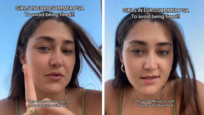 Tourists have been warned not to wear their bikinis off the beach in certain European towns. Pictures via TikTok