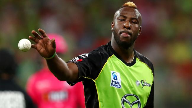 Andre Russell in action for the Sydney Thunder. Picture: Gregg Porteous