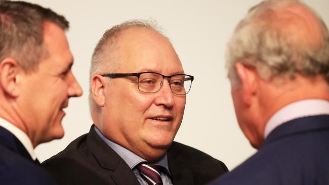 Alf Leonardi (centre) with Michael Gunner and Prince Charles in Darwin last year