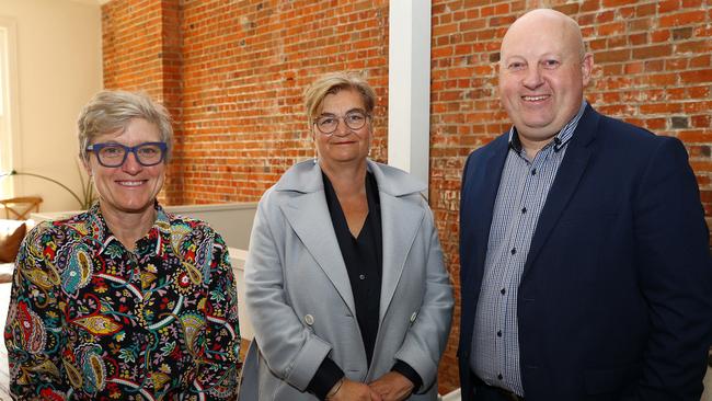 Barwon Water managing director Tracey Slatter (left) with Barwon Health chief executive Frances Diver and KPMG associate director Geelong Matthew Fletcher at the special Future Geelong lunch. Picture: Alison Wynd