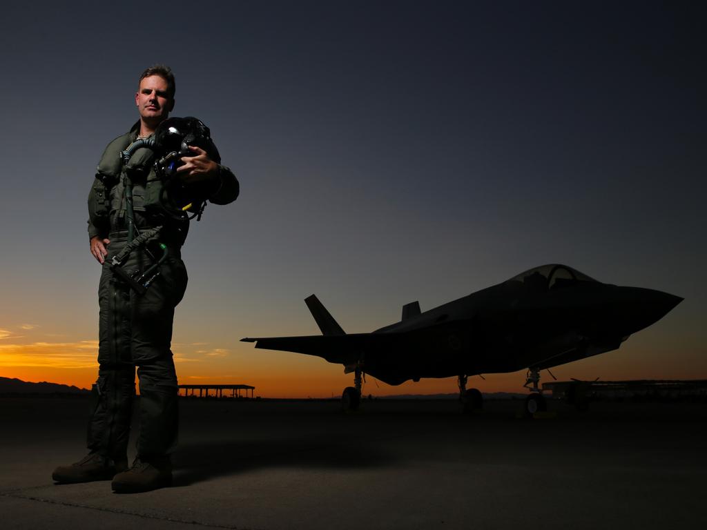 Australian Pilots training in the F35 fighter Jets Luke Airforce Base in Phoenix Arizona. Squadron leader Wing Commander Darren Clare . Picture: Nathan Edwards